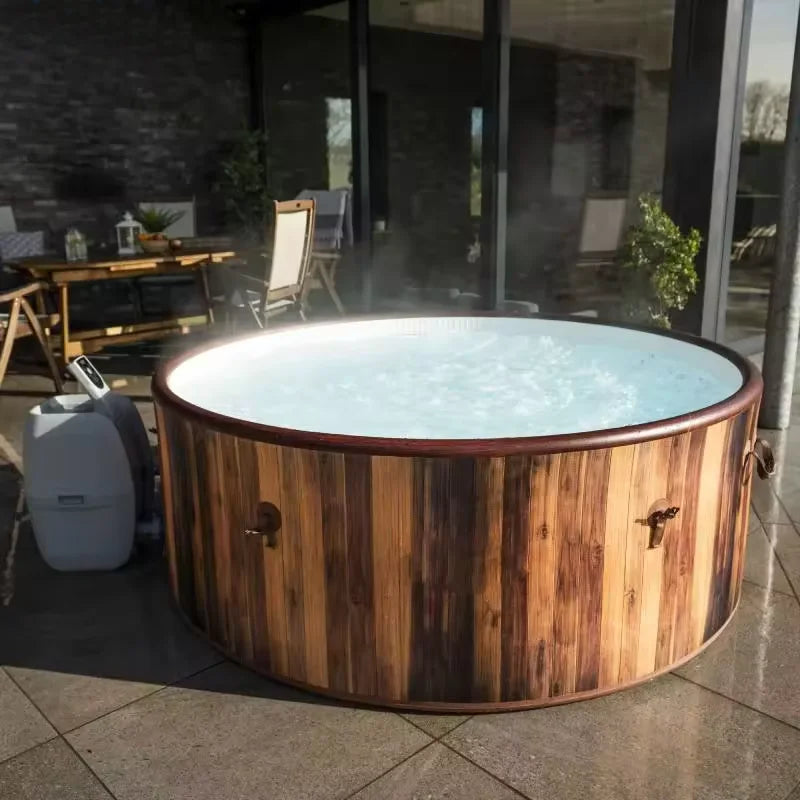 Spa gonflable rond 2–4 places — vue d’ensemble outdoor luxe