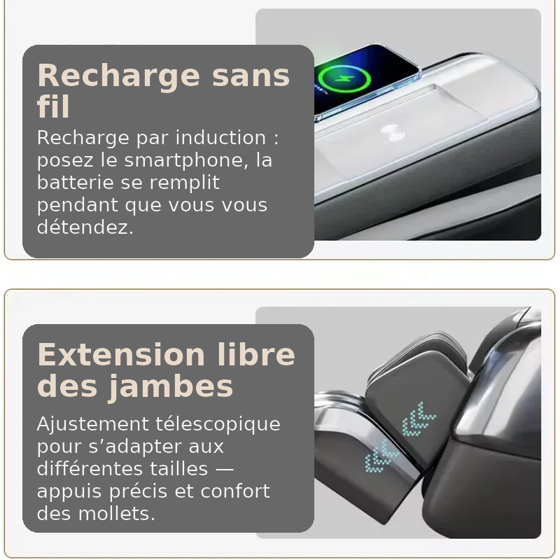 Chauffage lombaires pour un confort immédiat — fauteuil de massage premium