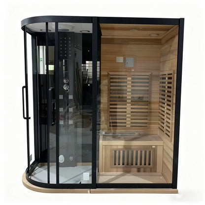Cabine sauna hammam LN000A 2 places installée dans une salle de bain de luxe