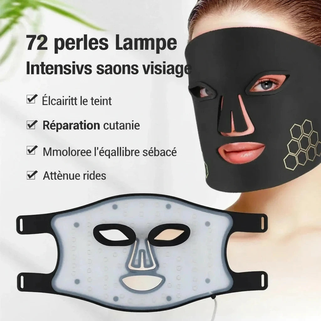 Masque LED visage grade médical, routine beauté éclat et fermeté