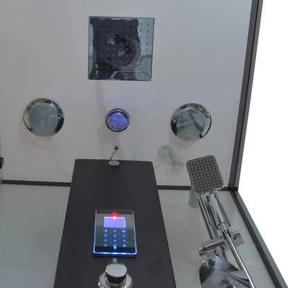 Intérieur du sauna Hemlock Dual Essence avec banc en bois et panneaux infrarouges carbone