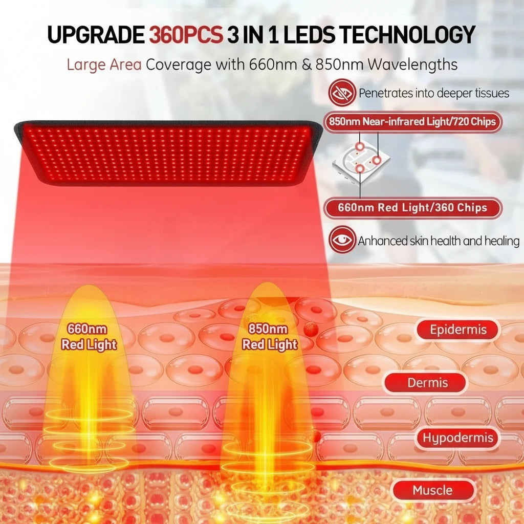 Gros plan matrice LED 660/850 nm diffusion homogène et régulière