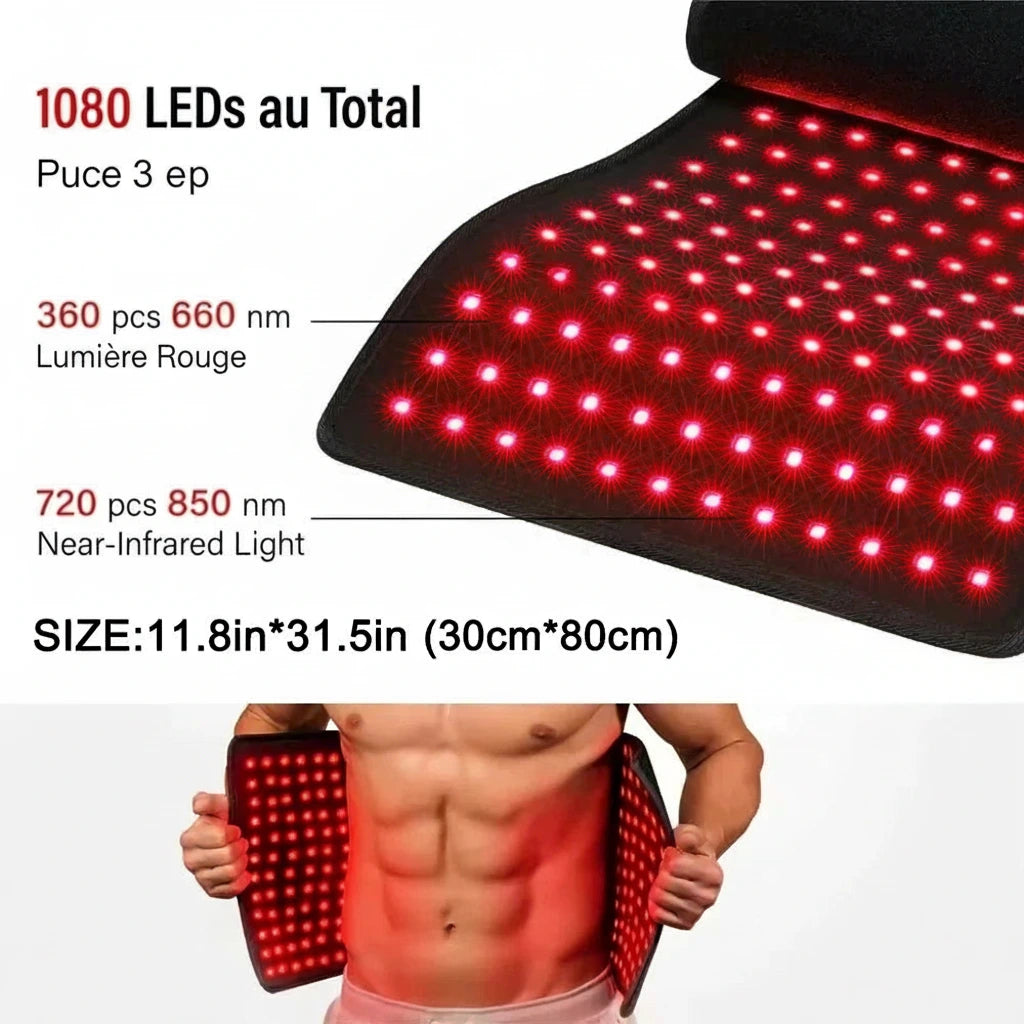 Séance de lumière rouge NIR sur les jambes, distance 20 cm