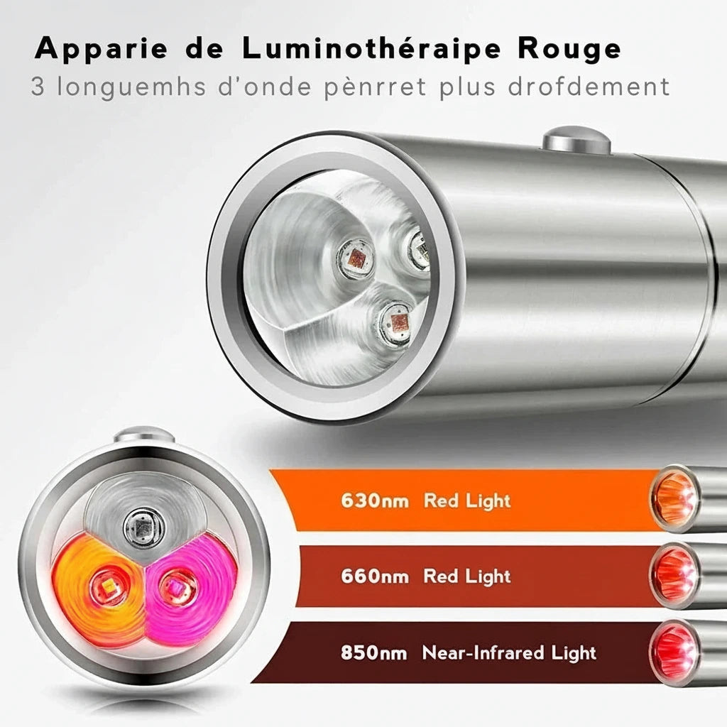 Stylo lumière rouge proche infrarouge format poche rechargeable