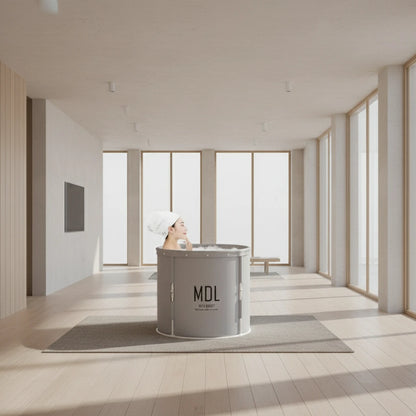 Baignoire pliante — détail du rebord et maintien